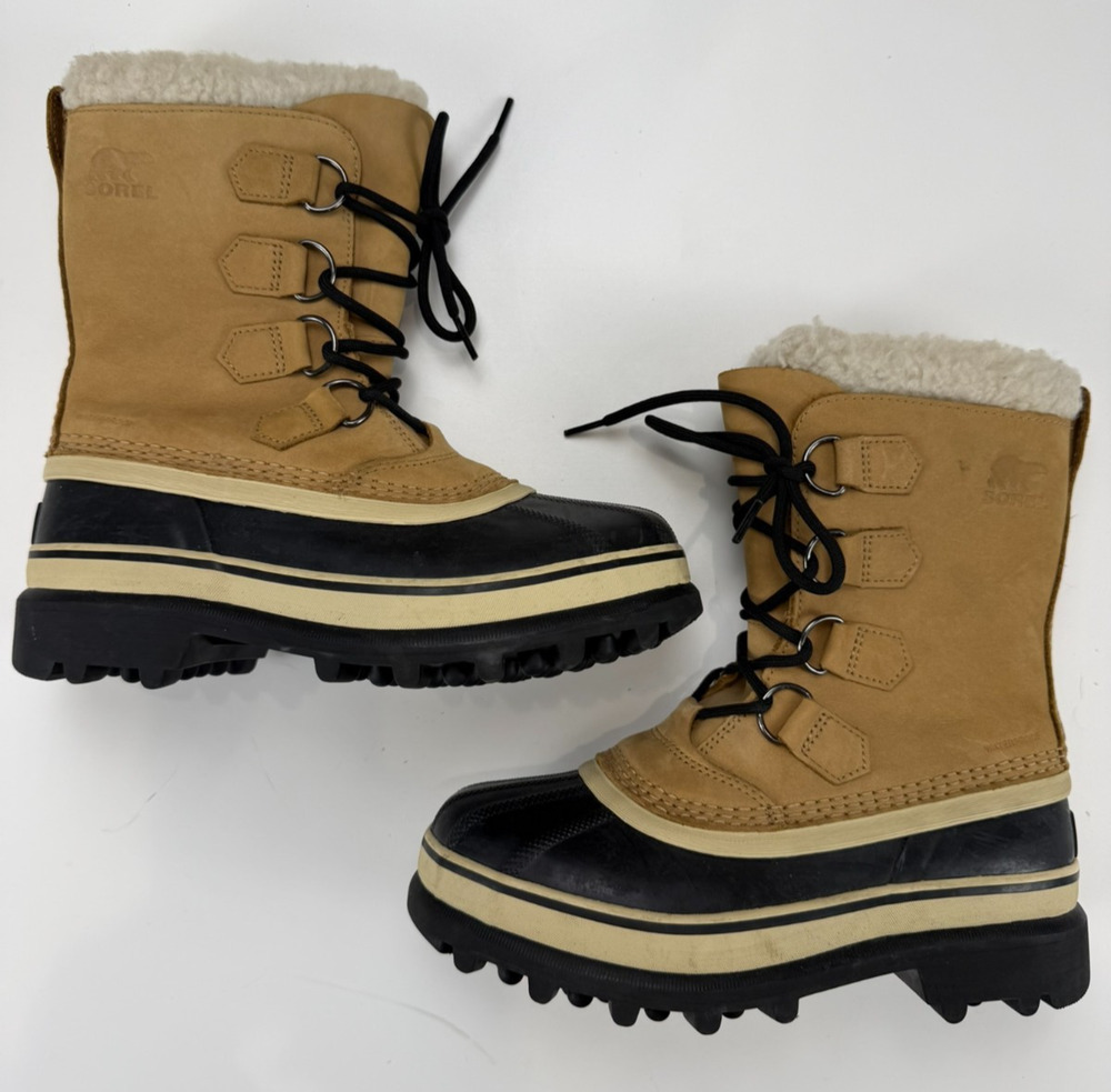 Sorel Caribou Womens 6 Buff Tan Waterproof Snow Boots NL1005-280 Winter